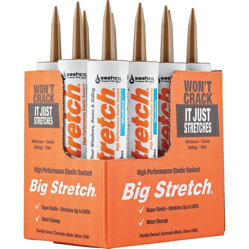 Sashco - 10018 Big Stretch Acrylic Latex High Performance Caulking Sealant, 10.5 oz Cartridge, Woodtone - Image 2